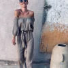 EYA TAUPE TWO-PIECE SET