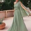 FADILA DELIGHT KHAKI ONE SHOULDER DRESS