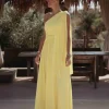 FADILA DELIGHT YELLOW ONE SHOULDER DRESS