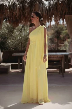 FADILA DELIGHT YELLOW ONE SHOULDER DRESS