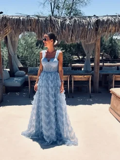 FALIZE BLUE CORSET TULLE DRESS