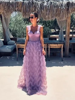 FALIZE PURPLE CORSET TULLE DRESS