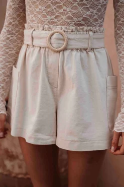 FATIMA BEIGE BELT SHORT