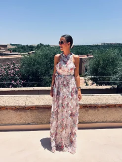 FEDRA MULTI FLOWERY TULLE DRESS