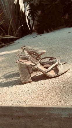 GITANA BEIGE LINEN HEELS