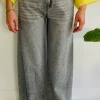 GREY SEQUIN WIDE LEG JEANS 2024