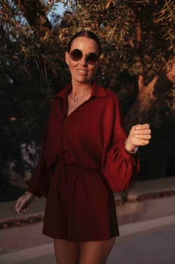 HAKIMA BURGUNDY TWO-PIECE SET