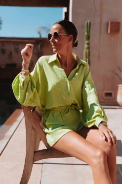 HAKIMA LIME GREEN TWO-PIECE SET