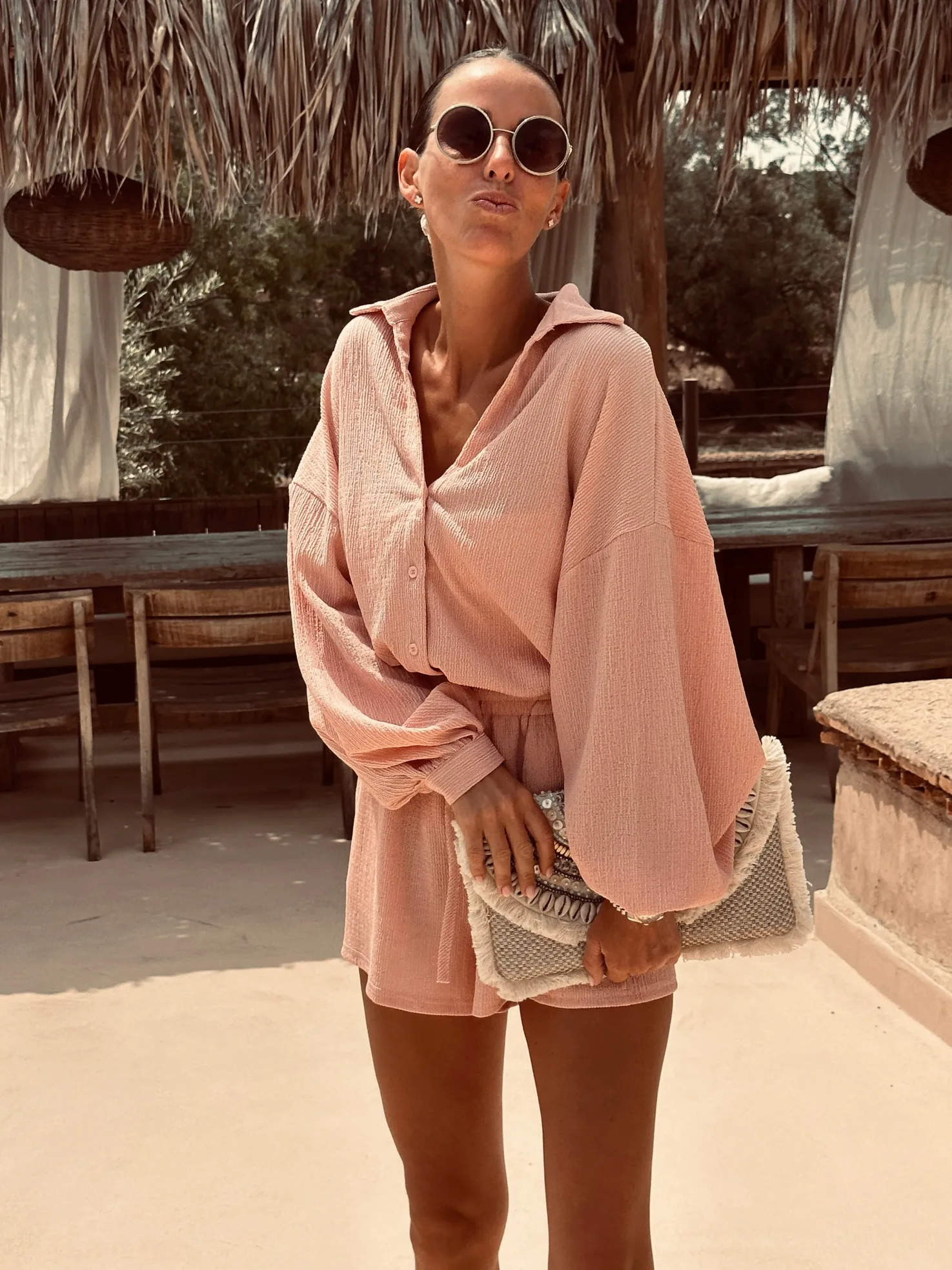 HAKIMA OLD PINK TWO-PIECE SET