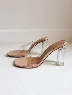 HIGH NUDE CLEAR HEELS
