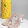 HIGH NUDE CLEAR HEELS