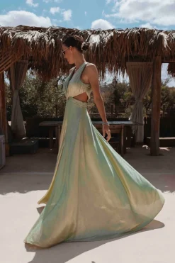 JAMILA GREEN CUT-OUT DRESS