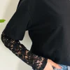LACE BLOOM BLACK LONGSLEEVE SHIRT