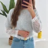 LACE BLOOM GREY PULL