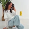 LACE BLOOM WHITE LONGSLEEVE SHIRT