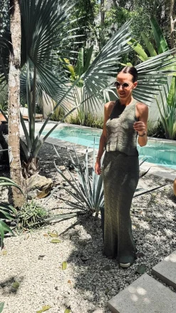 LAGUNA KHAKI CROCHET TWO-PIECE SET