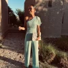 LATIFA MINT FLOWY ONE SHOULDER JUMPSUIT
