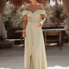 LEILA MINT GREEN OFF SHOULDER DRESS