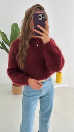 LILY BURGUNDY MOHAIR PULLOVER