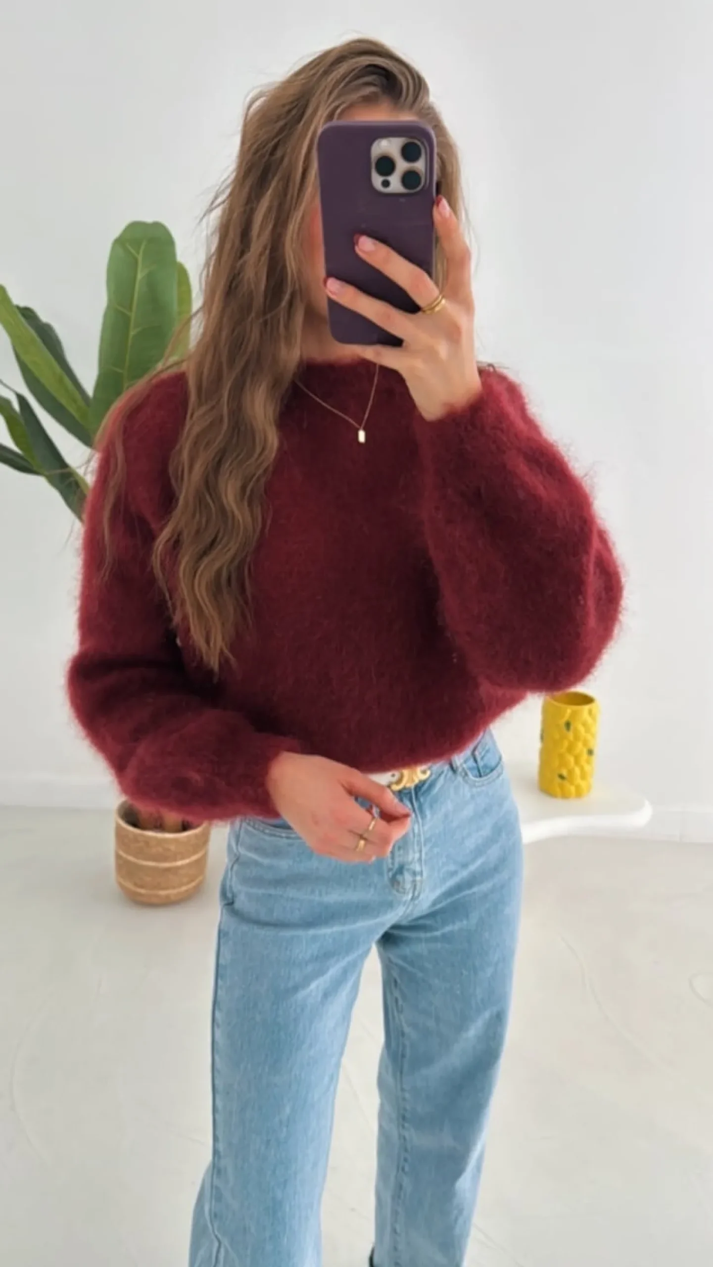 LILY BURGUNDY MOHAIR PULLOVER