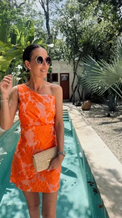LUMINOSA ORANGE ONE SHOULDER DRESS