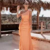 MALIKA'S CHARM ORANGE ONE SHOULDER DRESS