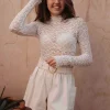 MERYEM ECRU LONGSLEEVE LACE TOP