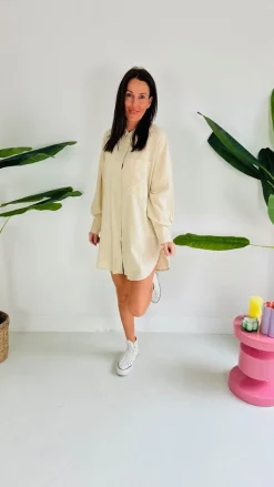 MIDNIGHT BEIGE LINEN DRESS