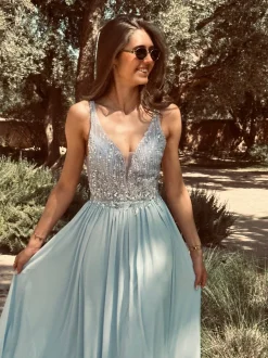 MILLIA BLUE SEQUINS BEADS DRESS