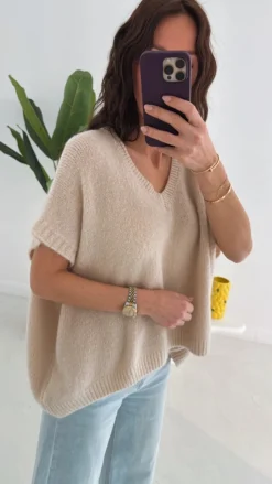 MIRABELLE PEACH V-NECK PULL