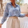 MOULAY BLUE FLOWER BLOUSE