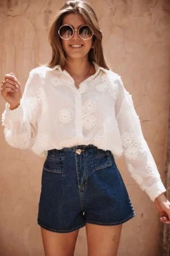 MOULAY WHITE FLOWER BLOUSE
