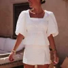 MOUNIA WHITE FLOWER BLOUSE