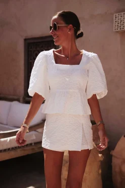 MOUNIA WHITE FLOWER BLOUSE