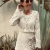 MUCHACHA BEIGE CROCHET TWO-PIECE SET