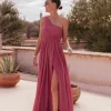 NABILA ALLURE TERRACOTTA ONE SHOULDER DRESS
