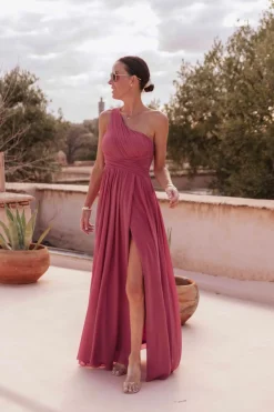 NABILA ALLURE TERRACOTTA ONE SHOULDER DRESS