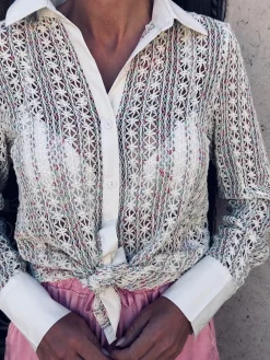 OLAYA BEIGE CROCHET BLOUSE