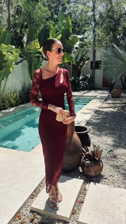 PARAISO BURGUNDY LACE DRESS
