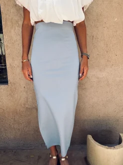 PENCIL SKIRT LONG BLUE