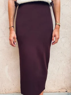 PENCIL SKIRT LONG BROWN