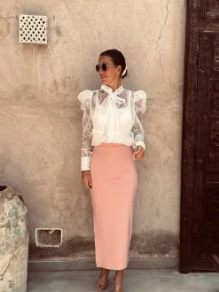 PENCIL SKIRT LONG PINK