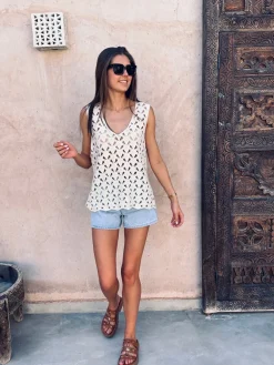 RABIA BEIGE CROCHET TOP