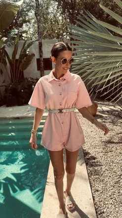 RAFAELA PINK DENIM PLAYSUIT