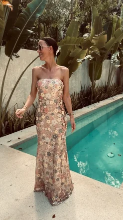 ROSALIA PINK SEQUIN FLOWER DRESS