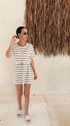 SAN LUIS BEIGE STRIPED DRESS