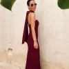 SANGRIA BURGUNDY STRAPLESS DRESS