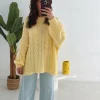 SPRING YELLOW CABLE KNIT PULLOVER