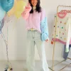 STRIPED HEARTS MULTICOLOR PULLOVER