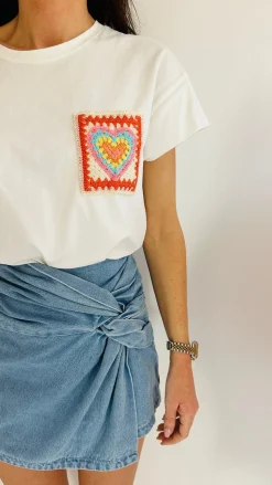 SWEETHEART CROCHET WHITE T-SHIRT